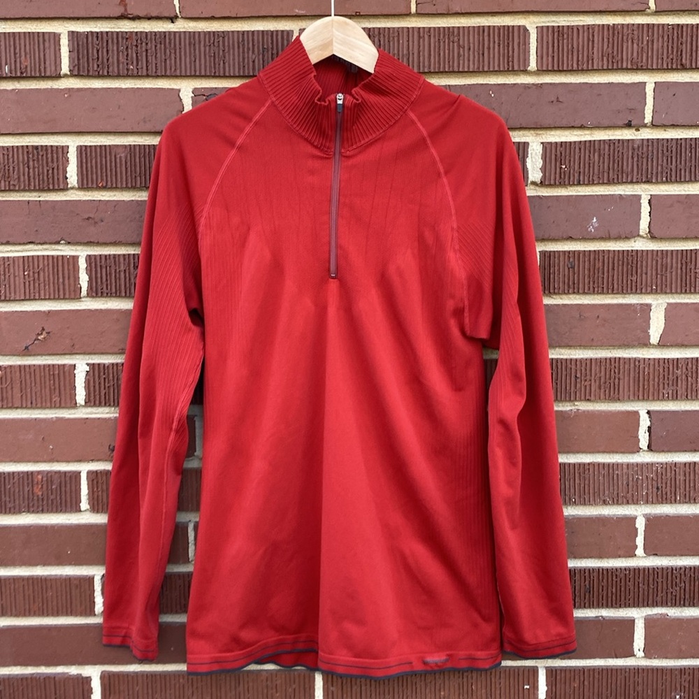 Patagonia Capilene Compression Red Long Sleeve Base Layer 1/4 Zip Shirt Sz Large